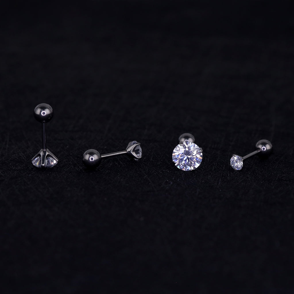 20G dünne Titan-Ohrstecker mit Krappenfassung und Zirkonia 