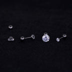 20G dünne Titan-Ohrstecker mit Krappenfassung und Zirkonia 