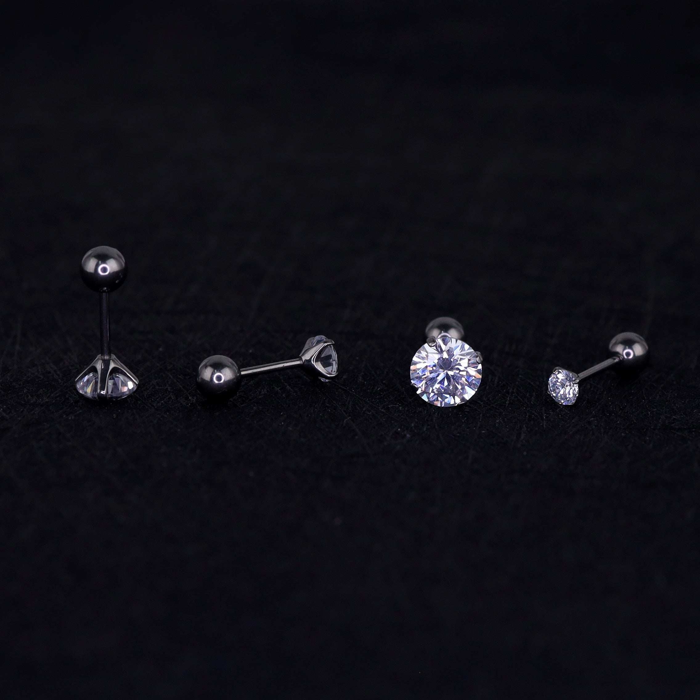 Titanium Brilliant CZ Statement Stud | Unique High-Sparkle Earring