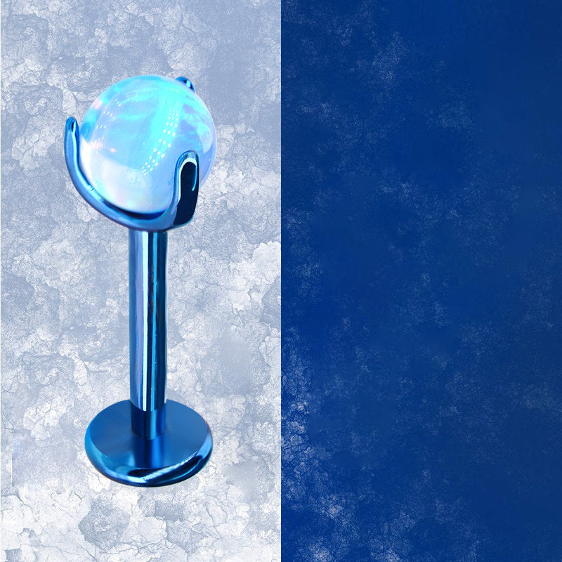 Ohrstecker aus Titan mit Innengewinde und Aurora-Borealis-Opal 