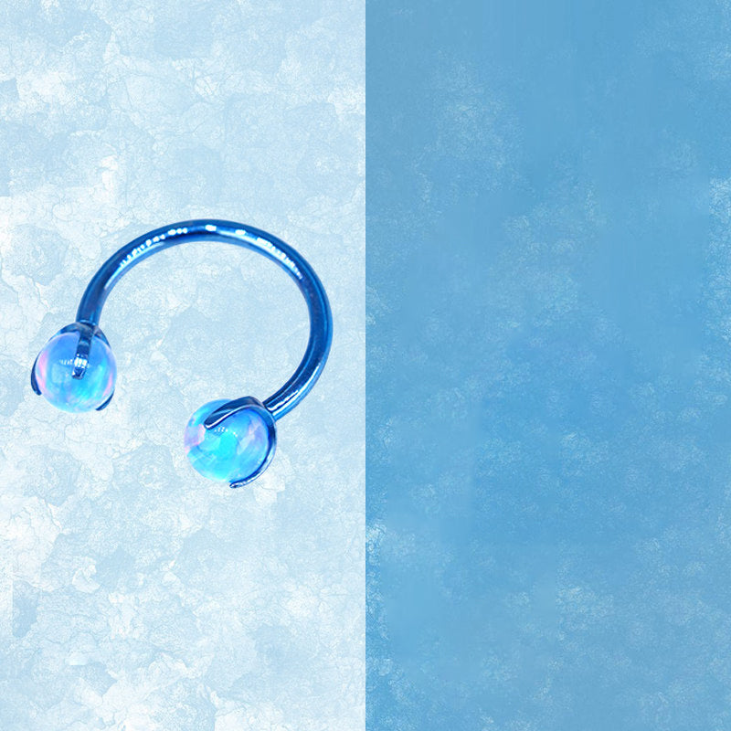 Ohrstecker aus Titan mit Innengewinde und Aurora-Borealis-Opal 