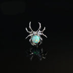 Titanium Fire Opal Spider Stud | Sparkling Synthetic Opal Insect Piercing for Helix & Cartilage