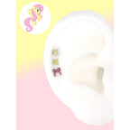Titanium MLP Ribbon Bow Studs | Colorful Criss-Cross Lace Earring for Coquette & Kawaii Style