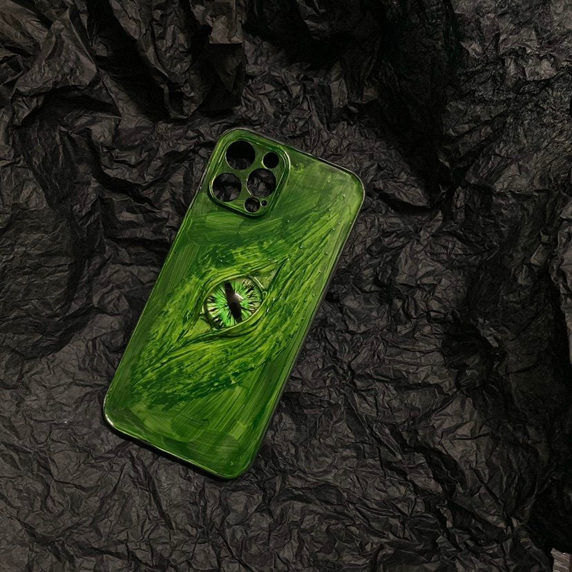 "Elemental Guardians" 3D Dragon Eye Phone Case | Hand-Painted Swirl Texture (Ice, Fire, Void)