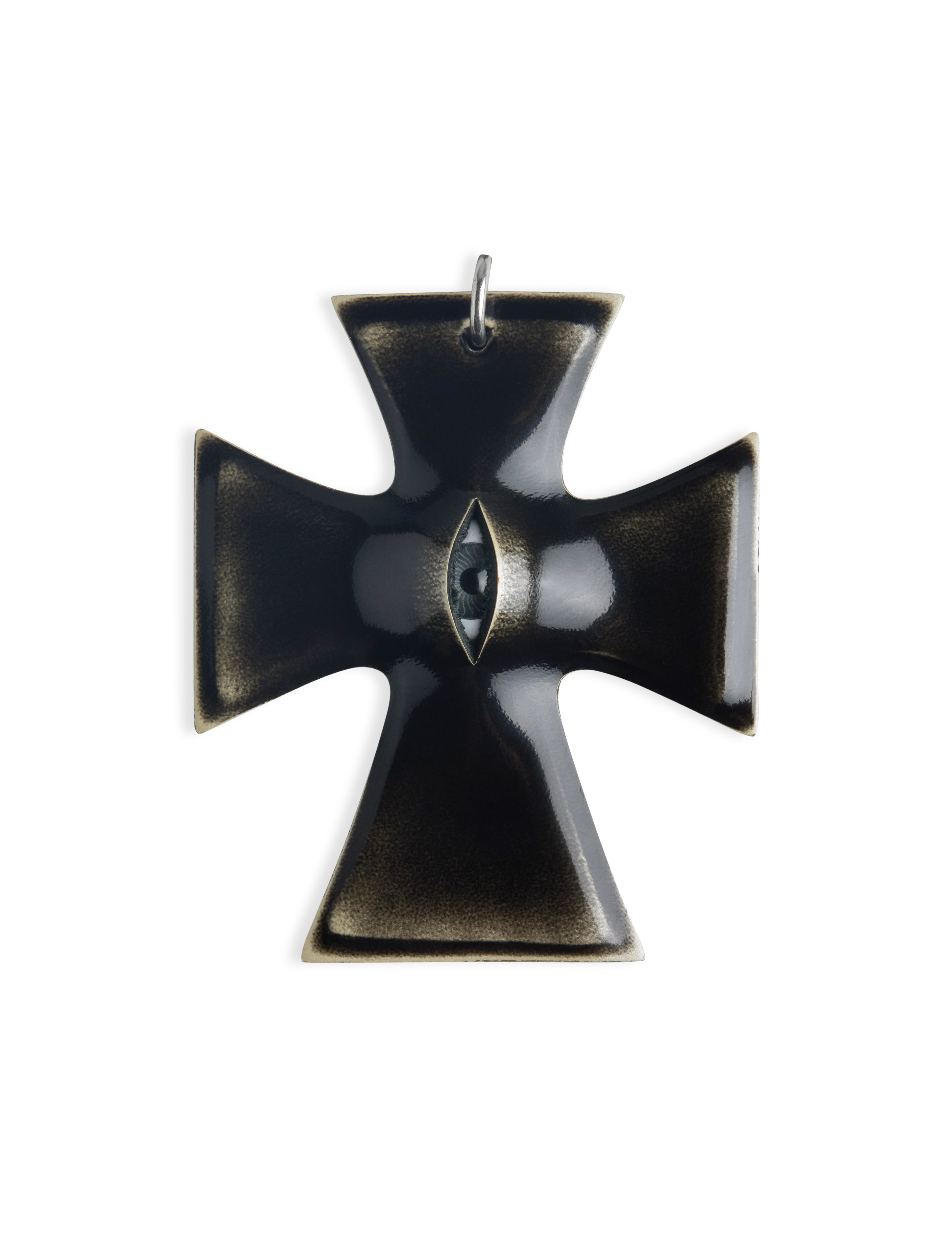 The "Crux" Pendant - Hyper-realistic Eye Cross Necklace | Gothic Occult Jewelry