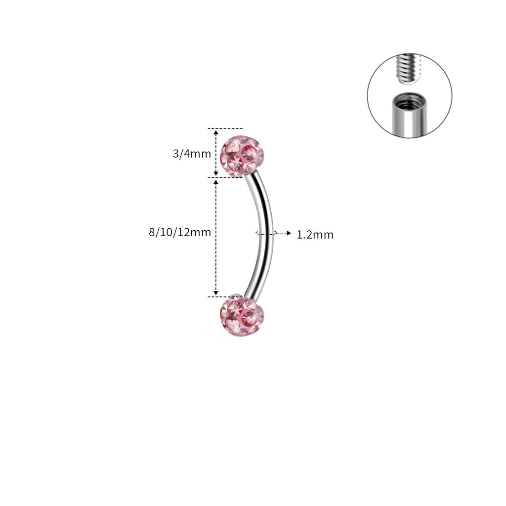 16G Vollzirkus-Augenbrauenstecker aus Edelstahl mit Außengewinde, Außengewinde 