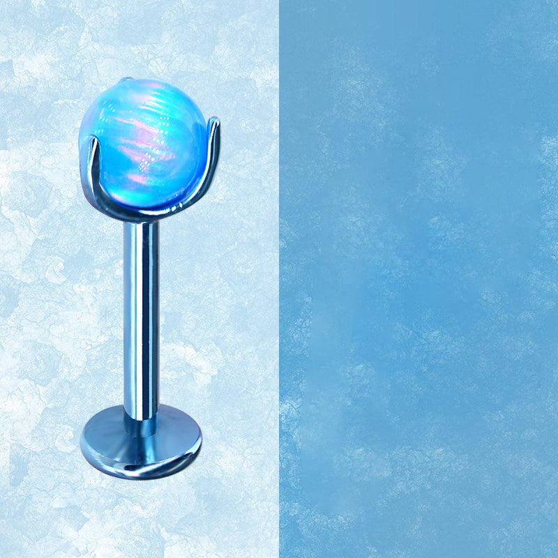 Ohrstecker aus Titan mit Innengewinde und Aurora-Borealis-Opal 