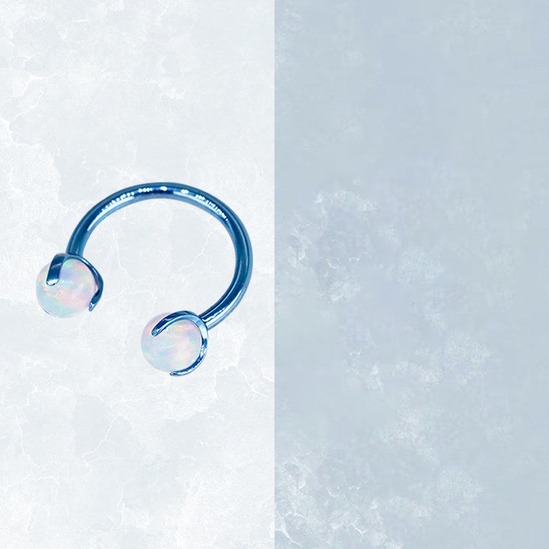 Ohrstecker aus Titan mit Innengewinde und Aurora-Borealis-Opal 