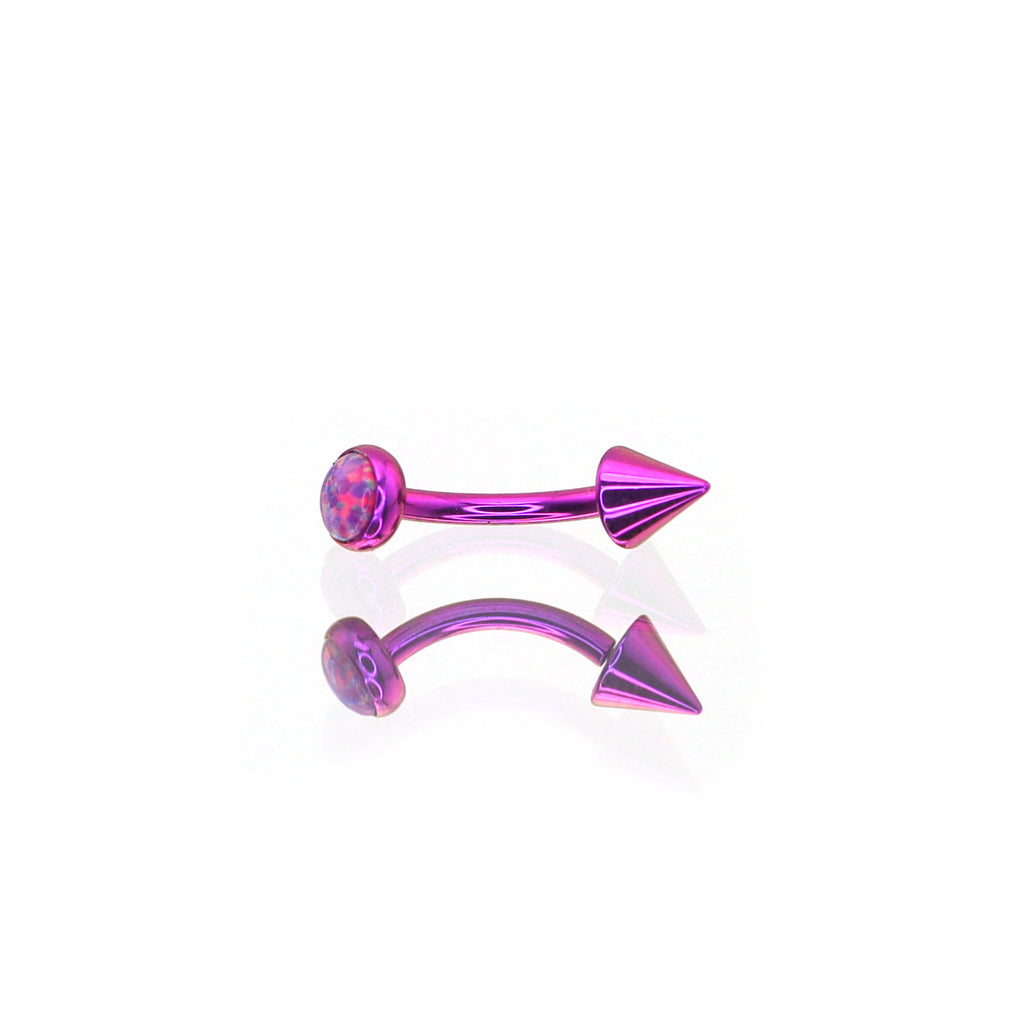 F136 Titanium Opal Spike Piercing | Colorful Curved Barbell for Rook & Eyebrow