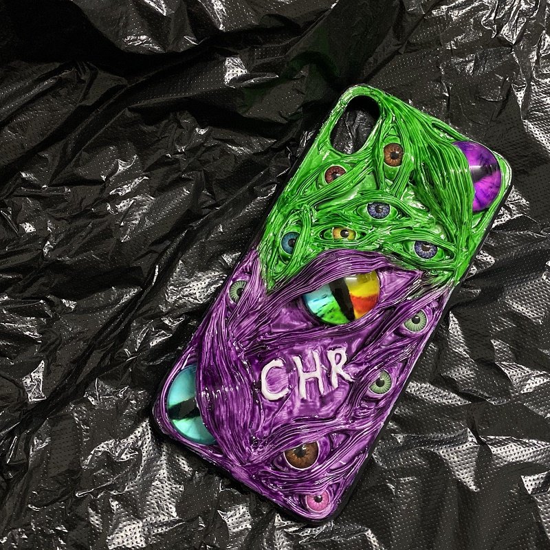 "Graffiti Beast" Custom Name 3D Phone Case | Personalized Hand-Painted Text & Monster Eyes