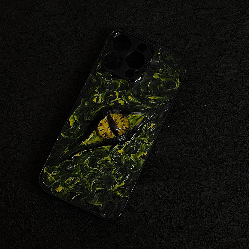 "Elemental Chaos" Marbled Dragon Eye 3D Phone Case | Swirling Texture Resin Cover