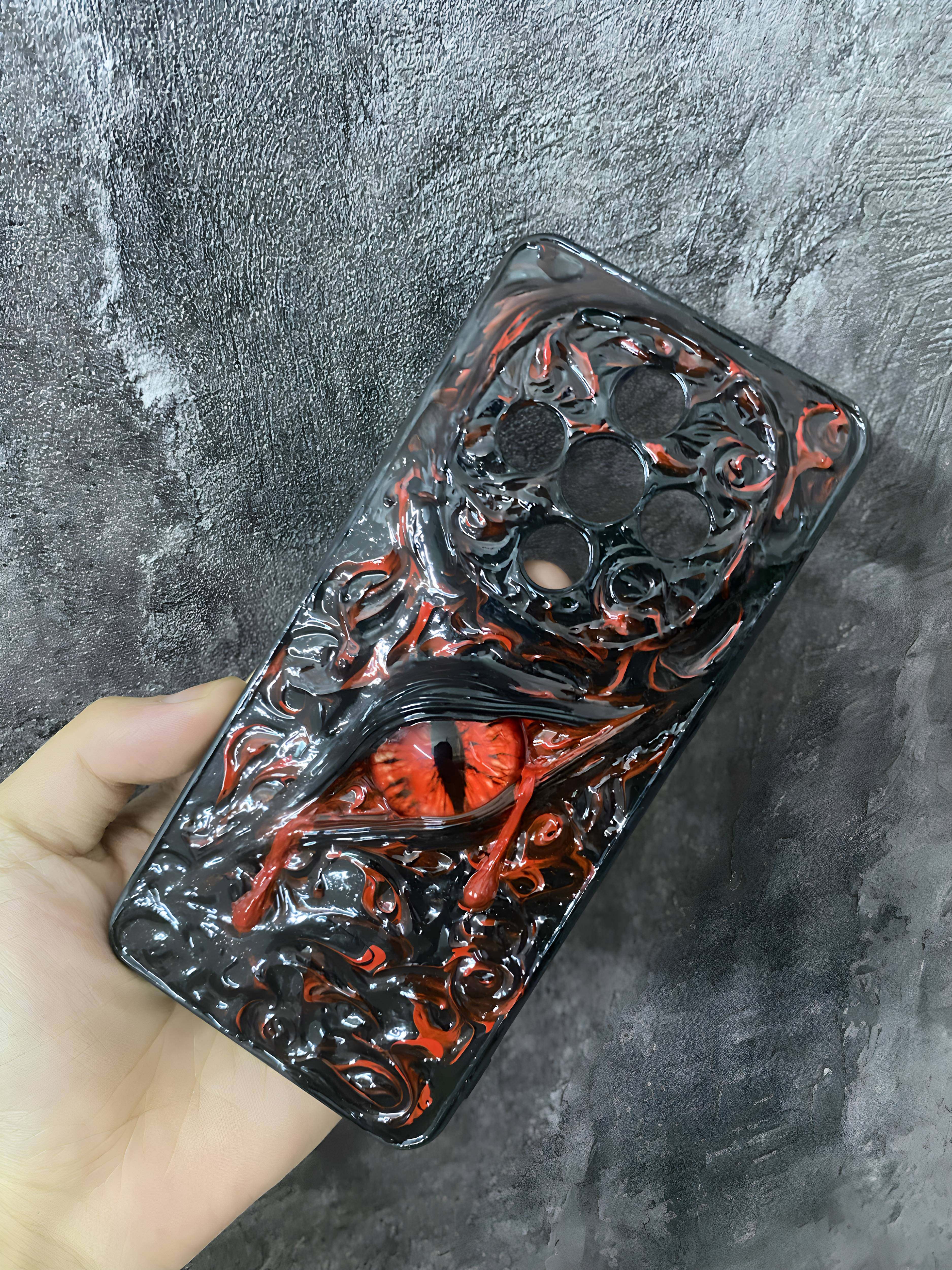 "Elemental Chaos" Marbled Dragon Eye 3D Phone Case | Swirling Texture Resin Cover