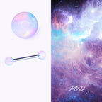 Aurora Iridescent Double 5mm Opal Tongue Ring | F136 Titanium Internally Threaded Nebula