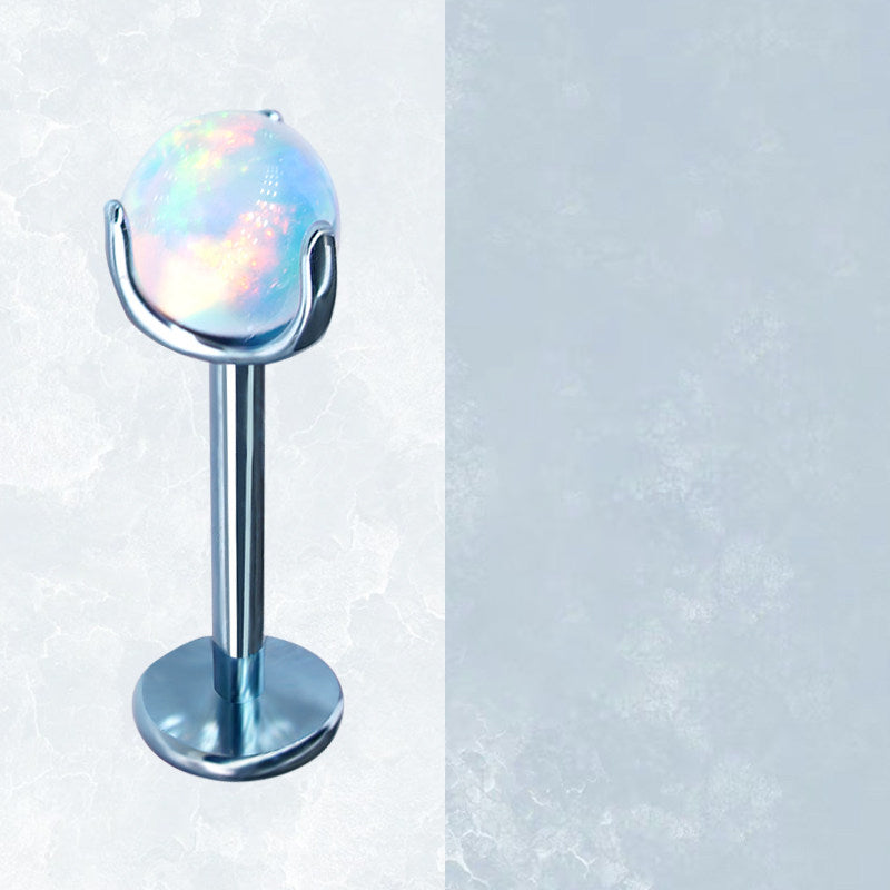 Ohrstecker aus Titan mit Innengewinde und Aurora-Borealis-Opal 