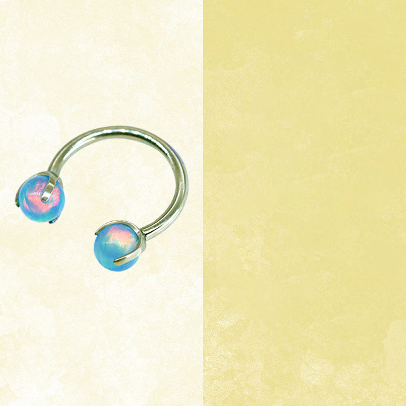 Ohrstecker aus Titan mit Innengewinde und Aurora-Borealis-Opal 