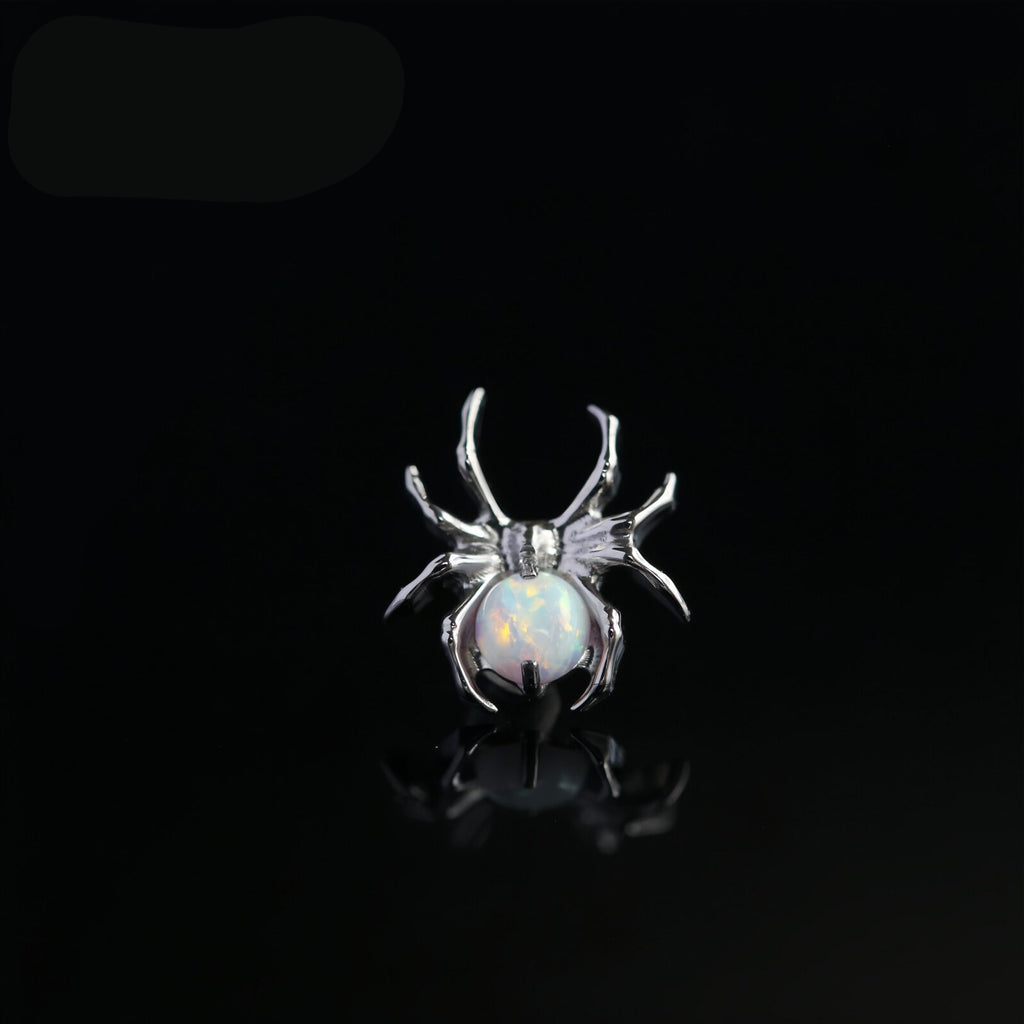 Titanium Fire Opal Spider Stud | Sparkling Synthetic Opal Insect Piercing for Helix & Cartilage
