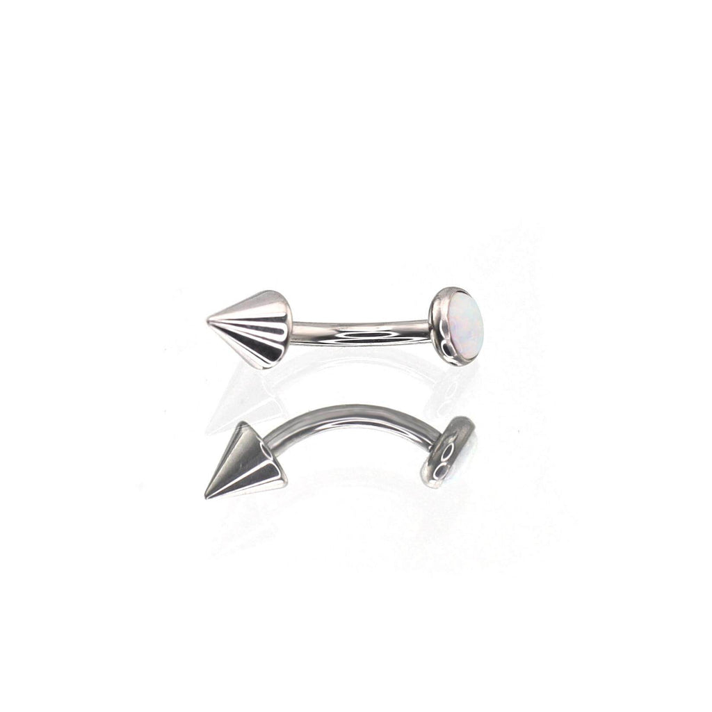 F136 Titanium Opal Spike Piercing | Colorful Curved Barbell for Rook & Eyebrow