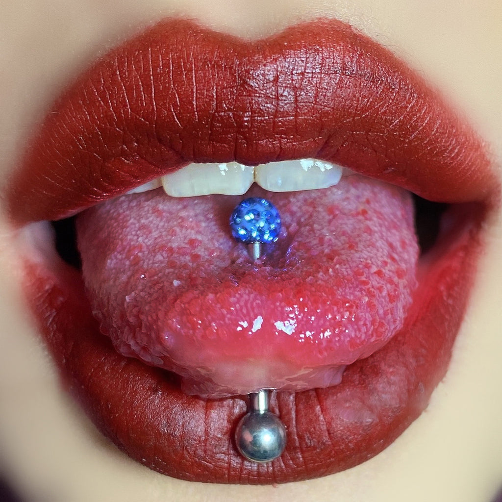Y2K Multicolor Micro-Pave Tongue Ring - Smooth Epoxy Sealed