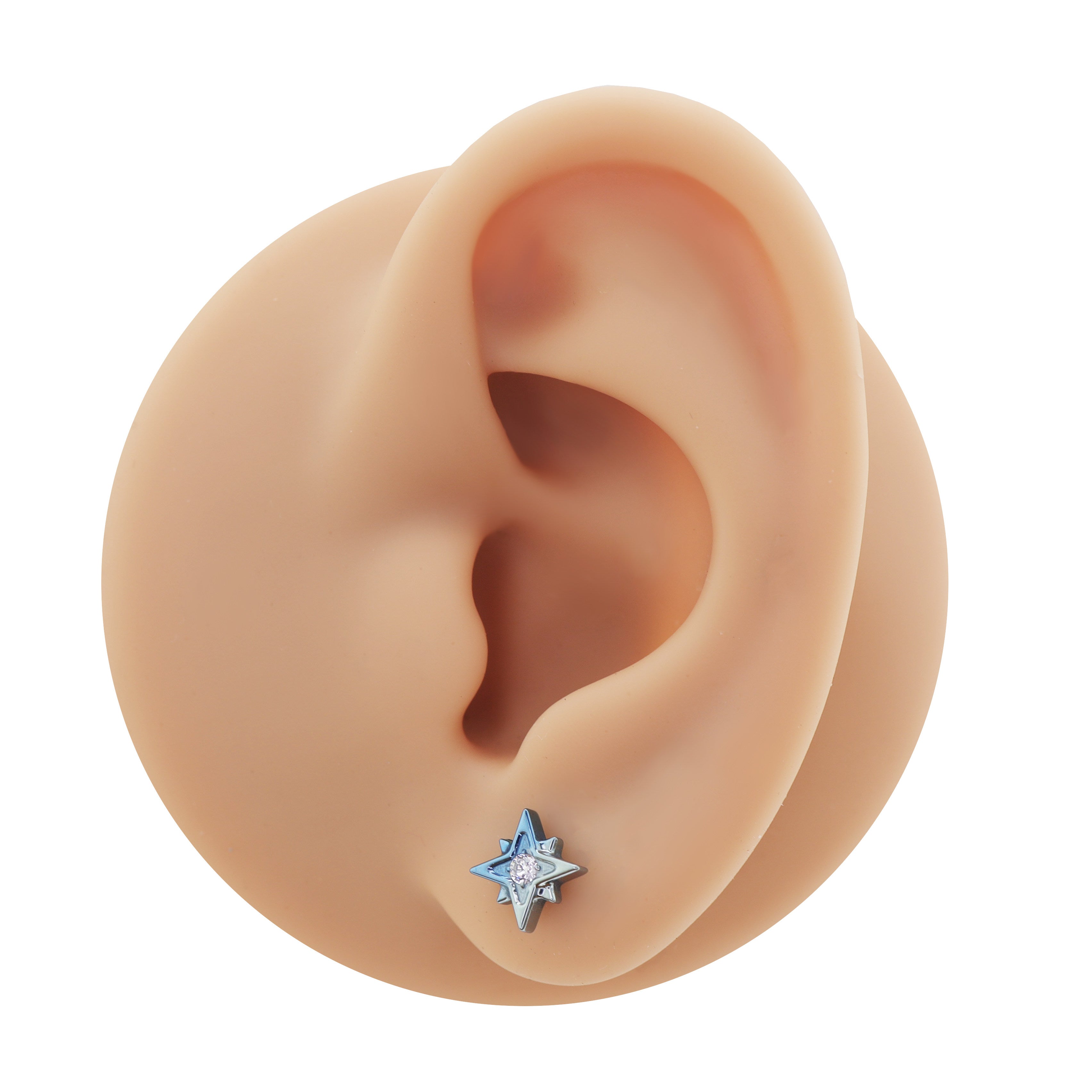 Octagram CZ Internally Threaded Titanium Studs
