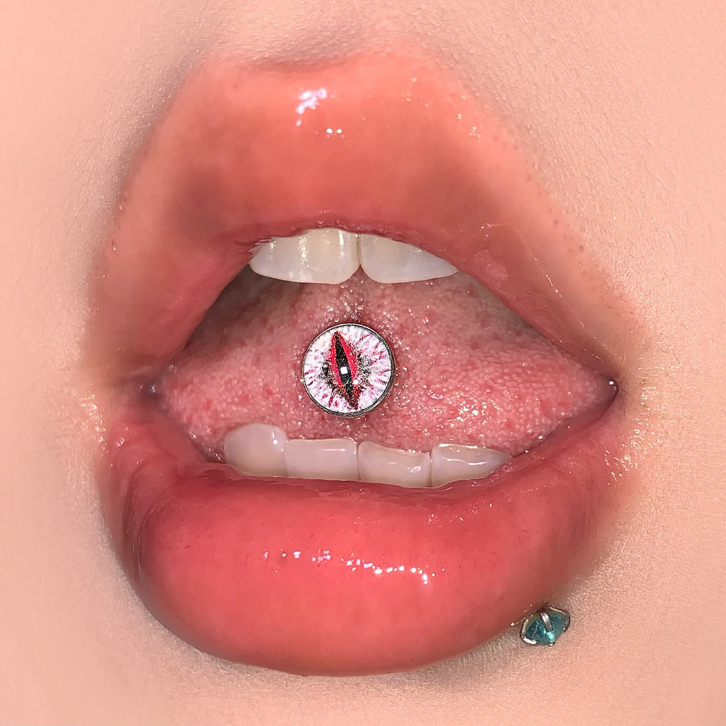Mystic Demon Eye Titanium Tongue Ring - Internally Threaded