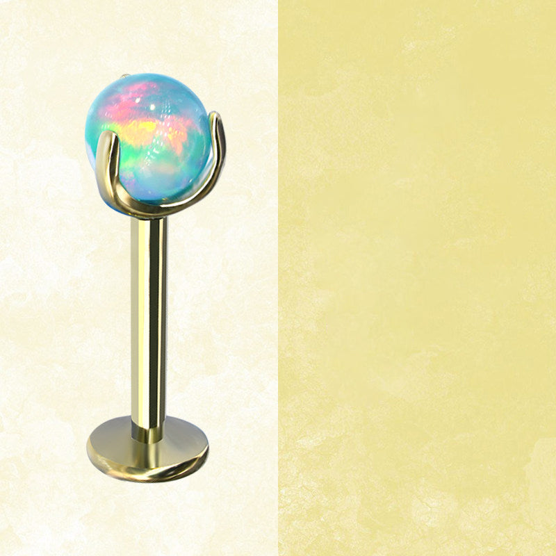 Ohrstecker aus Titan mit Innengewinde und Aurora-Borealis-Opal 