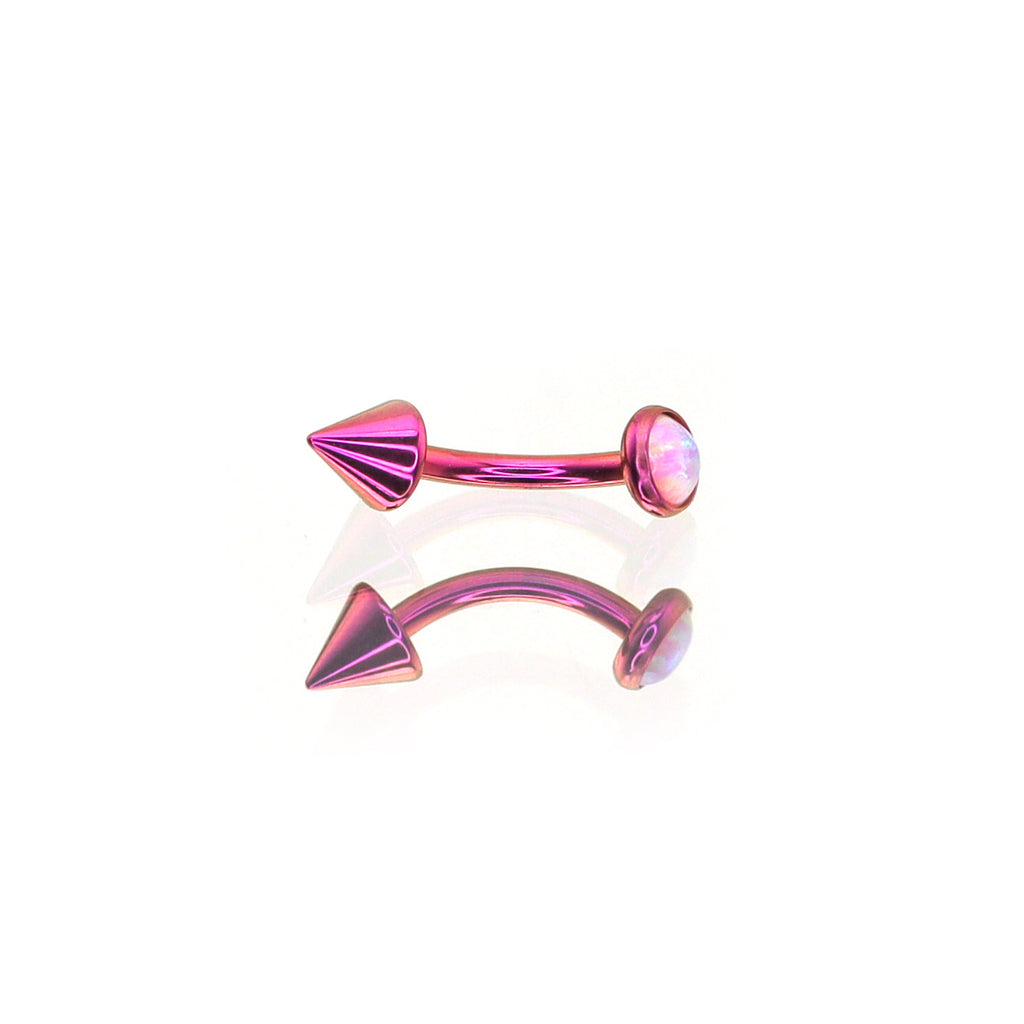 F136 Titanium Opal Spike Piercing | Colorful Curved Barbell for Rook & Eyebrow