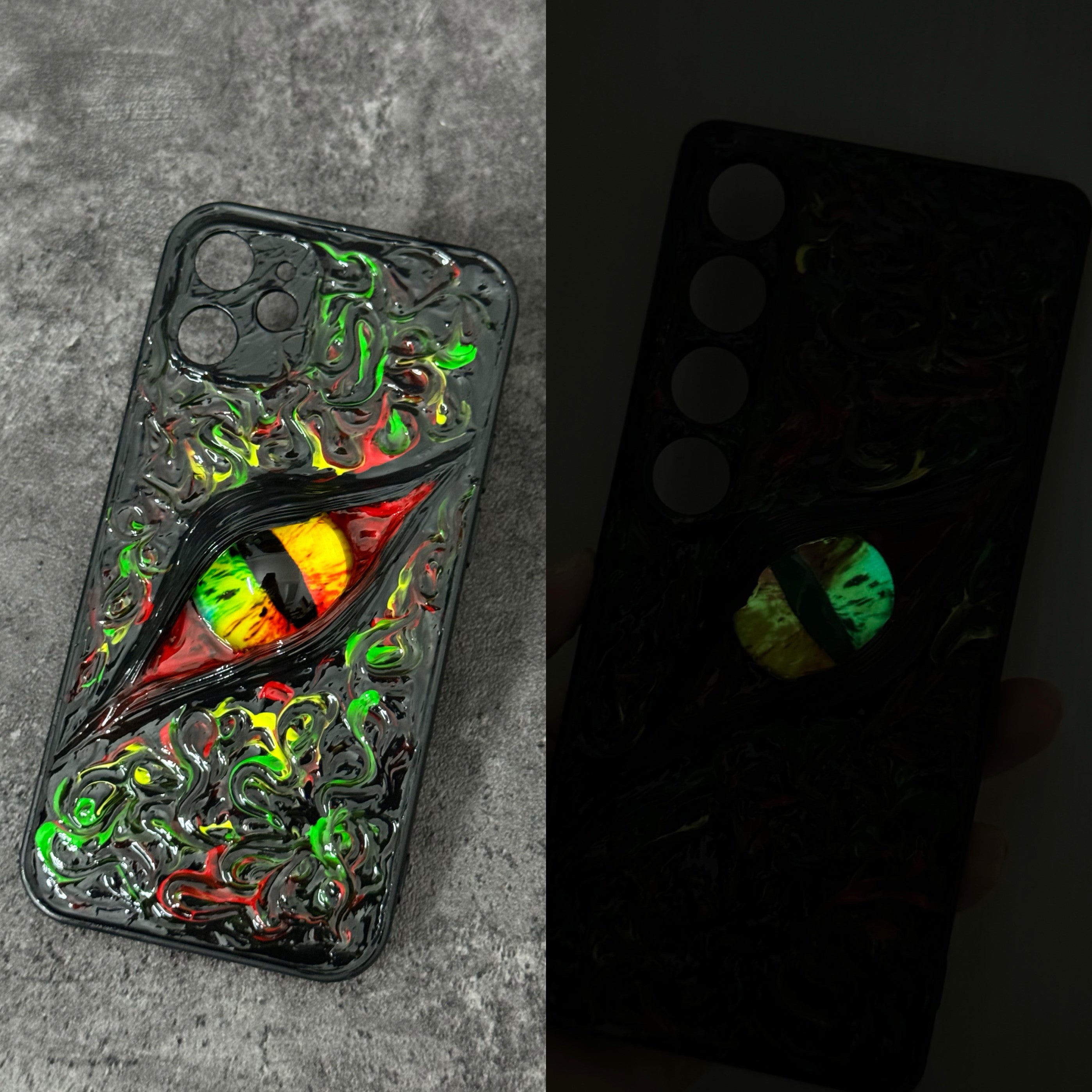 "Elemental Chaos" Marbled Dragon Eye 3D Phone Case | Swirling Texture Resin Cover