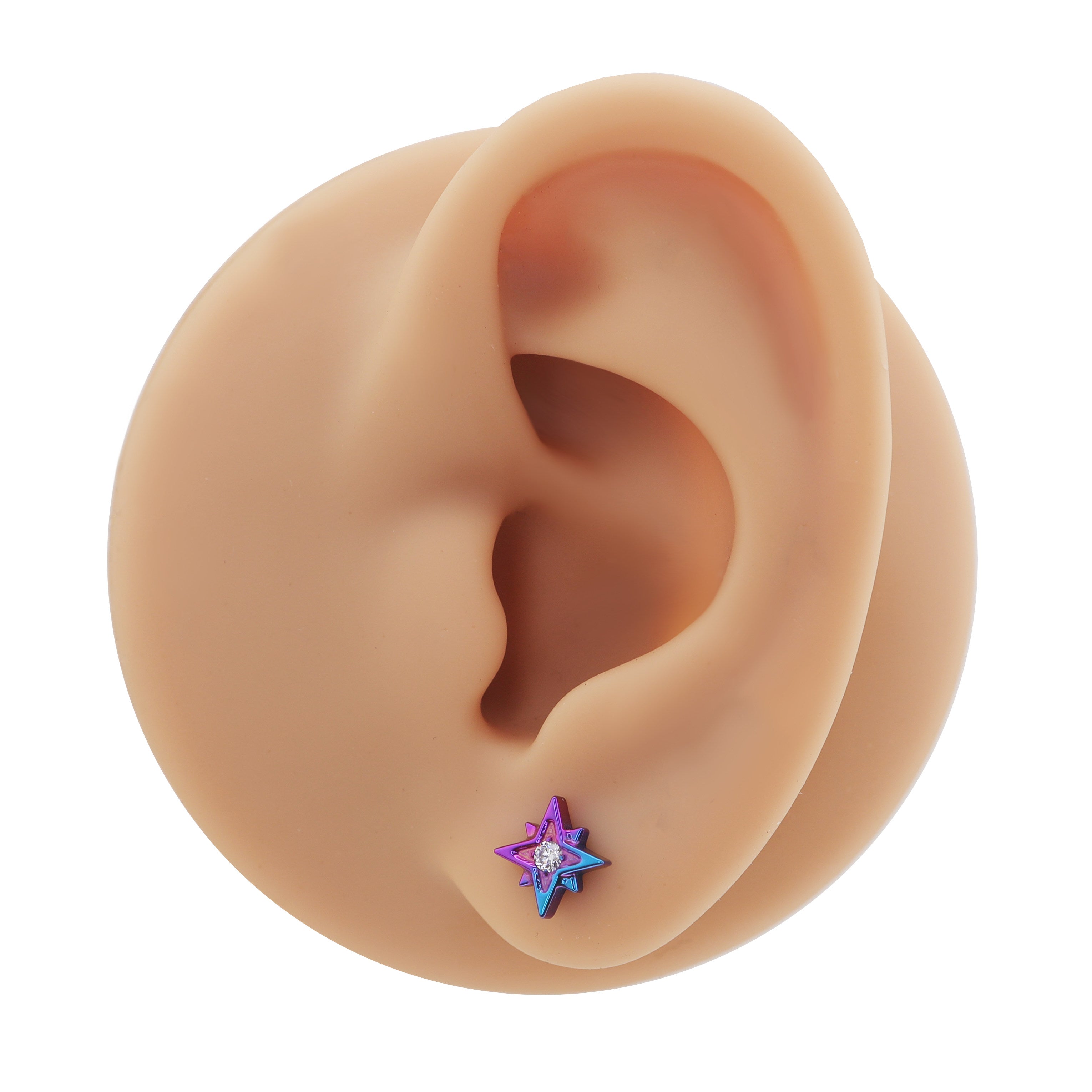 Octagram CZ Internally Threaded Titanium Studs