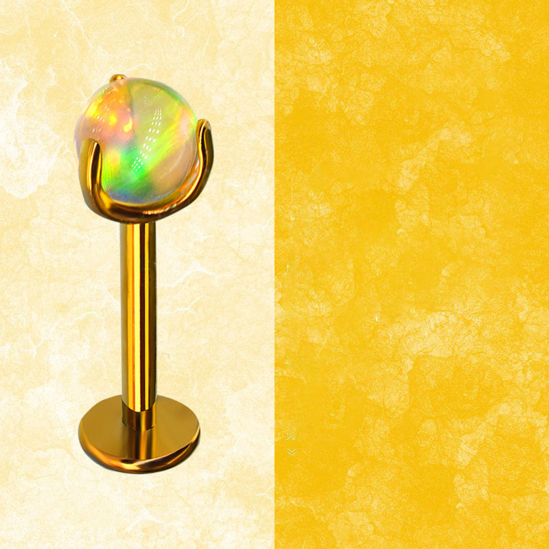 Ohrstecker aus Titan mit Innengewinde und Aurora-Borealis-Opal 