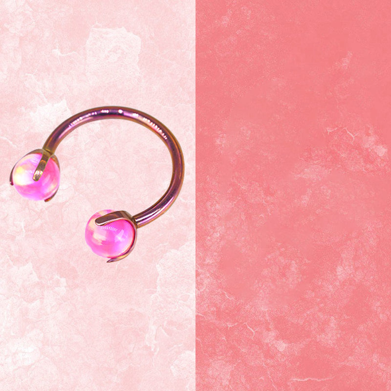 Ohrstecker aus Titan mit Innengewinde und Aurora-Borealis-Opal 