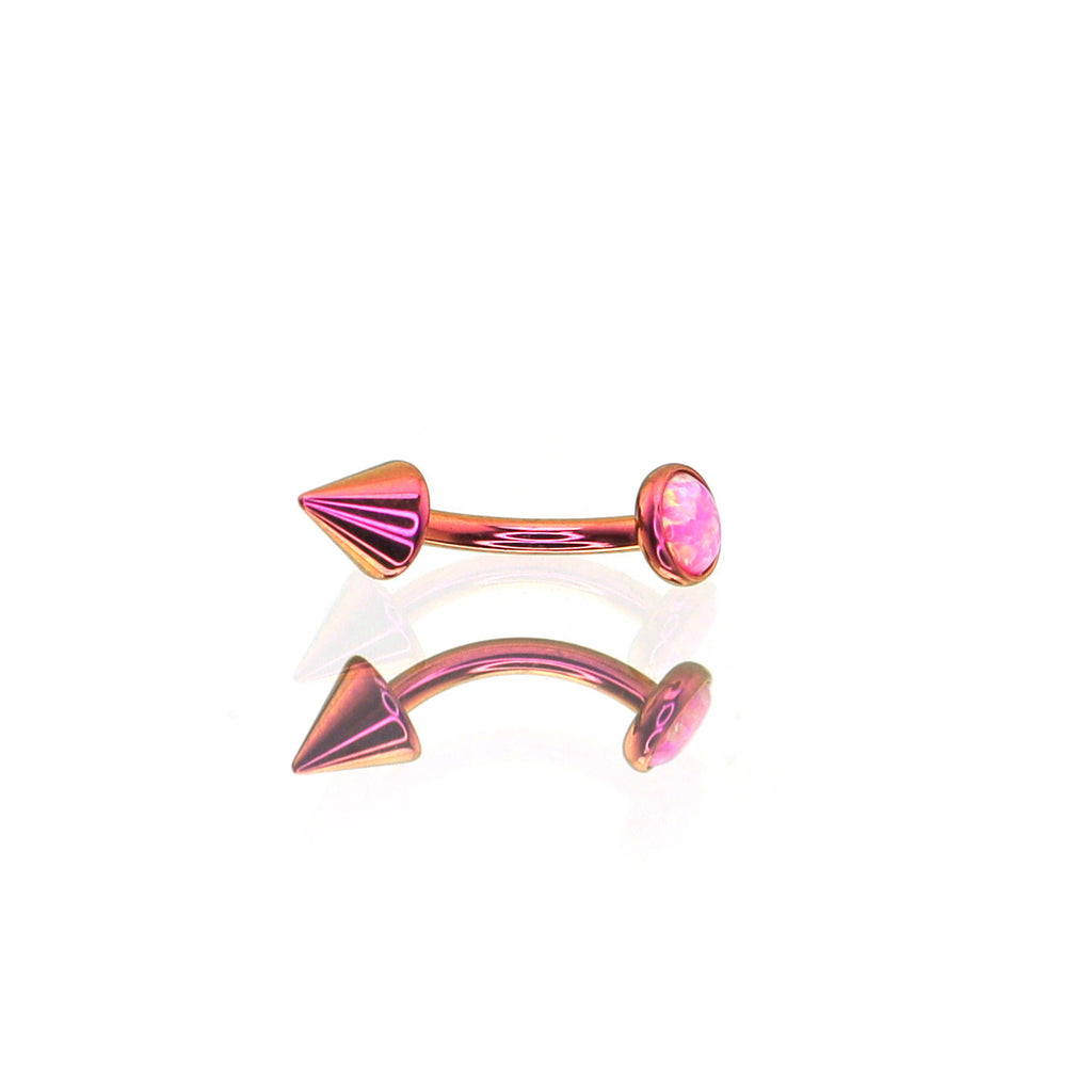 F136 Titanium Opal Spike Piercing | Colorful Curved Barbell for Rook & Eyebrow
