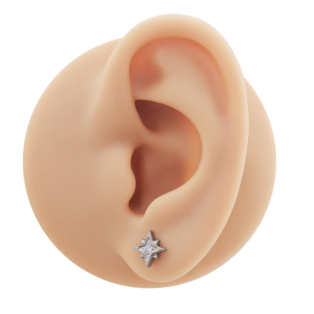 Octagram CZ Internally Threaded Titanium Studs