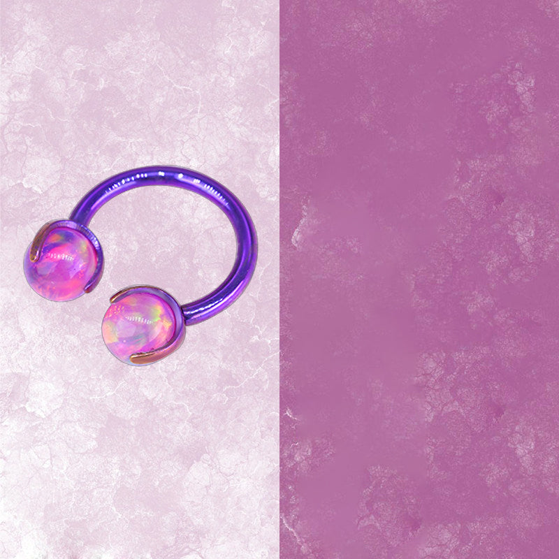 Ohrstecker aus Titan mit Innengewinde und Aurora-Borealis-Opal 