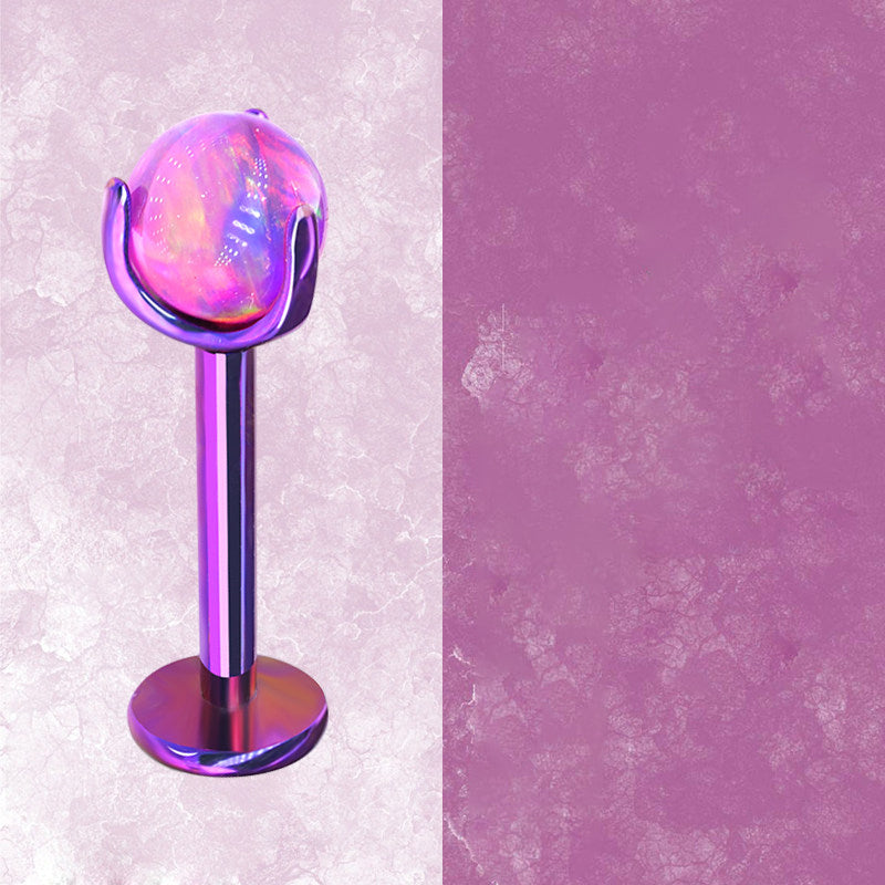 Ohrstecker aus Titan mit Innengewinde und Aurora-Borealis-Opal 