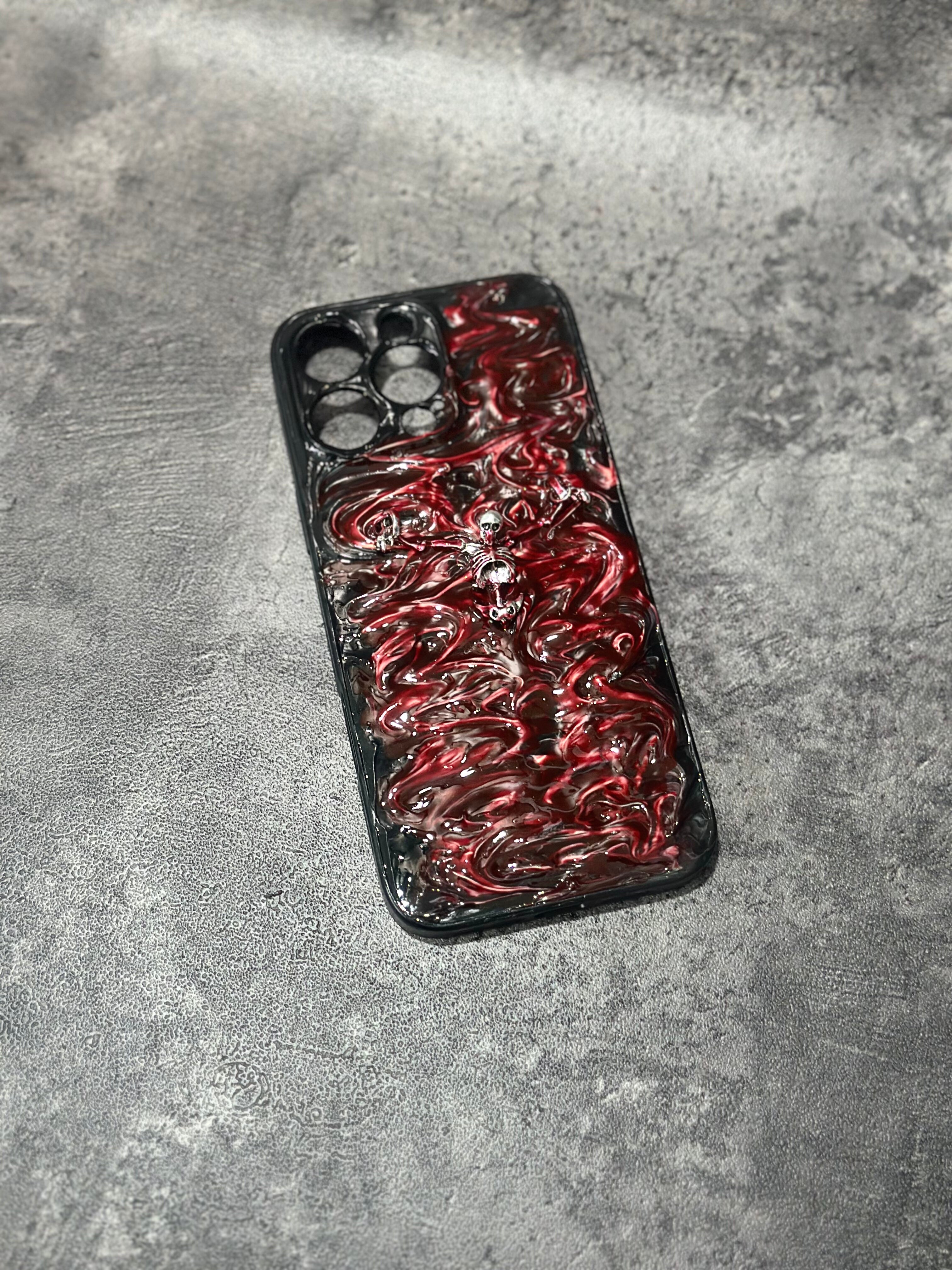 "Gothic Relics" 3D Embossed Phone Case | Bloody Cross, Fallen Angel & Spine Ribcage Art
