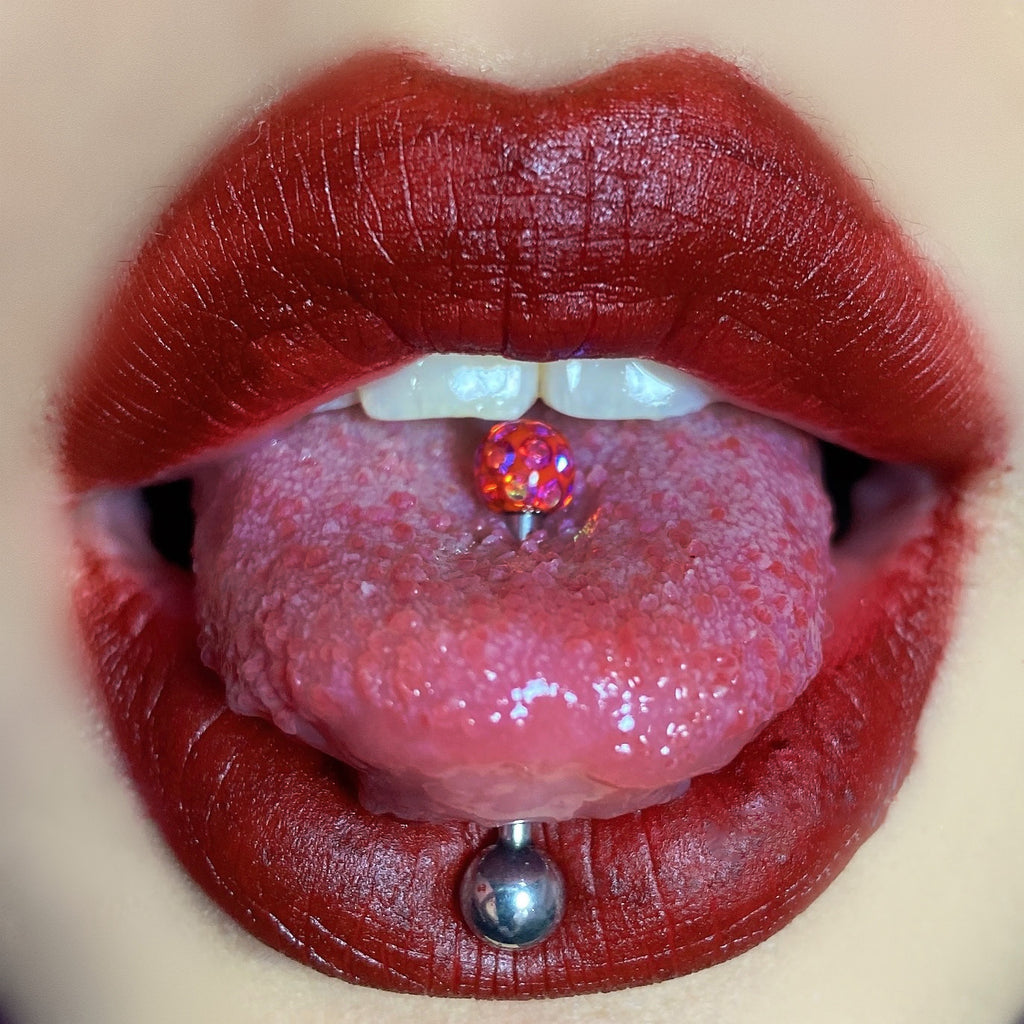 Y2K Multicolor Micro-Pave Tongue Ring - Smooth Epoxy Sealed