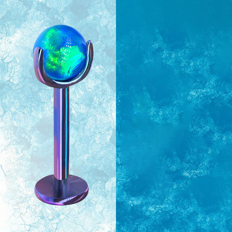 Ohrstecker aus Titan mit Innengewinde und Aurora-Borealis-Opal 