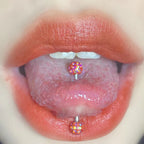 Y2K Multicolor Micro-Pave Tongue Ring - Smooth Epoxy Sealed
