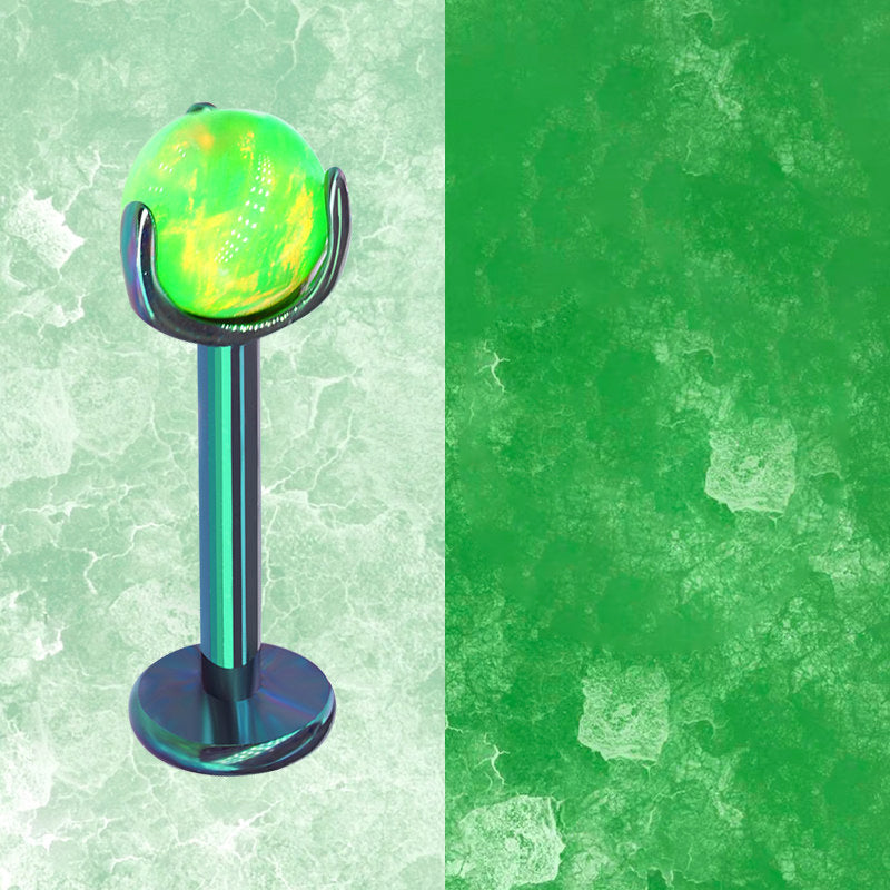 Ohrstecker aus Titan mit Innengewinde und Aurora-Borealis-Opal 