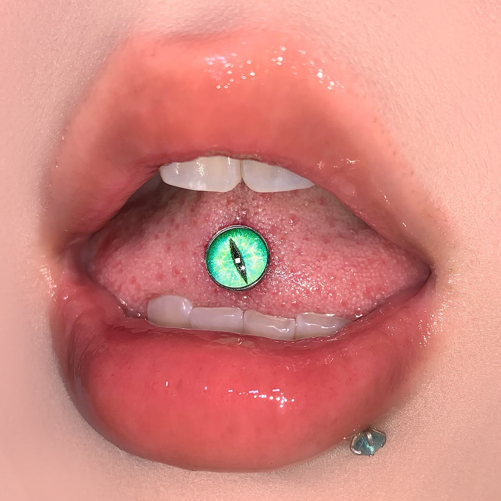 Mystic Demon Eye Titanium Tongue Ring - Internally Threaded