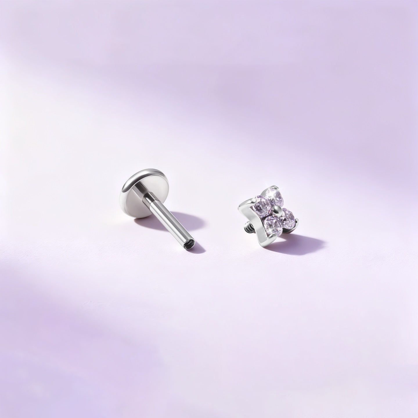 Boucles d'oreilles en titane et opale en forme de fleur de cerisier 