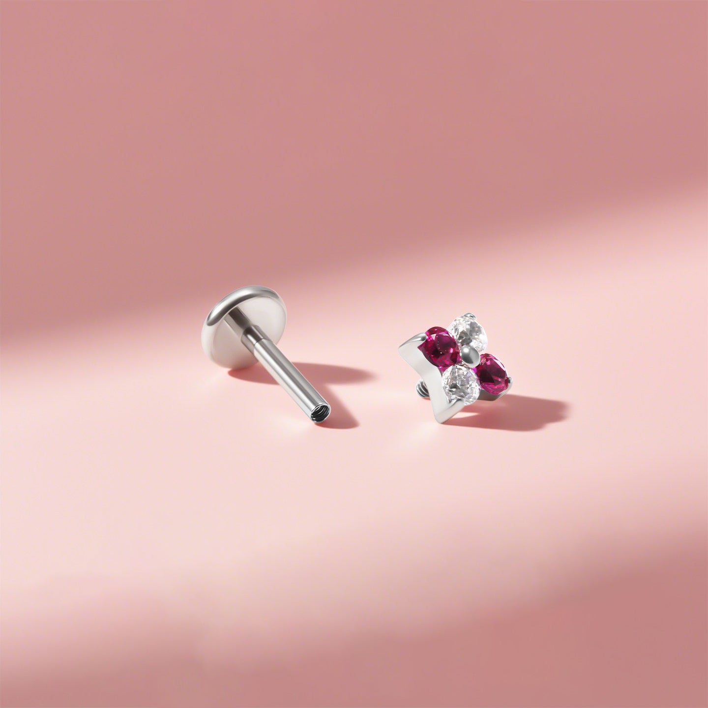 Boucles d'oreilles en titane et opale en forme de fleur de cerisier 