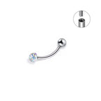 16G Vollzirkus-Augenbrauenstecker aus Edelstahl mit Außengewinde, Außengewinde 