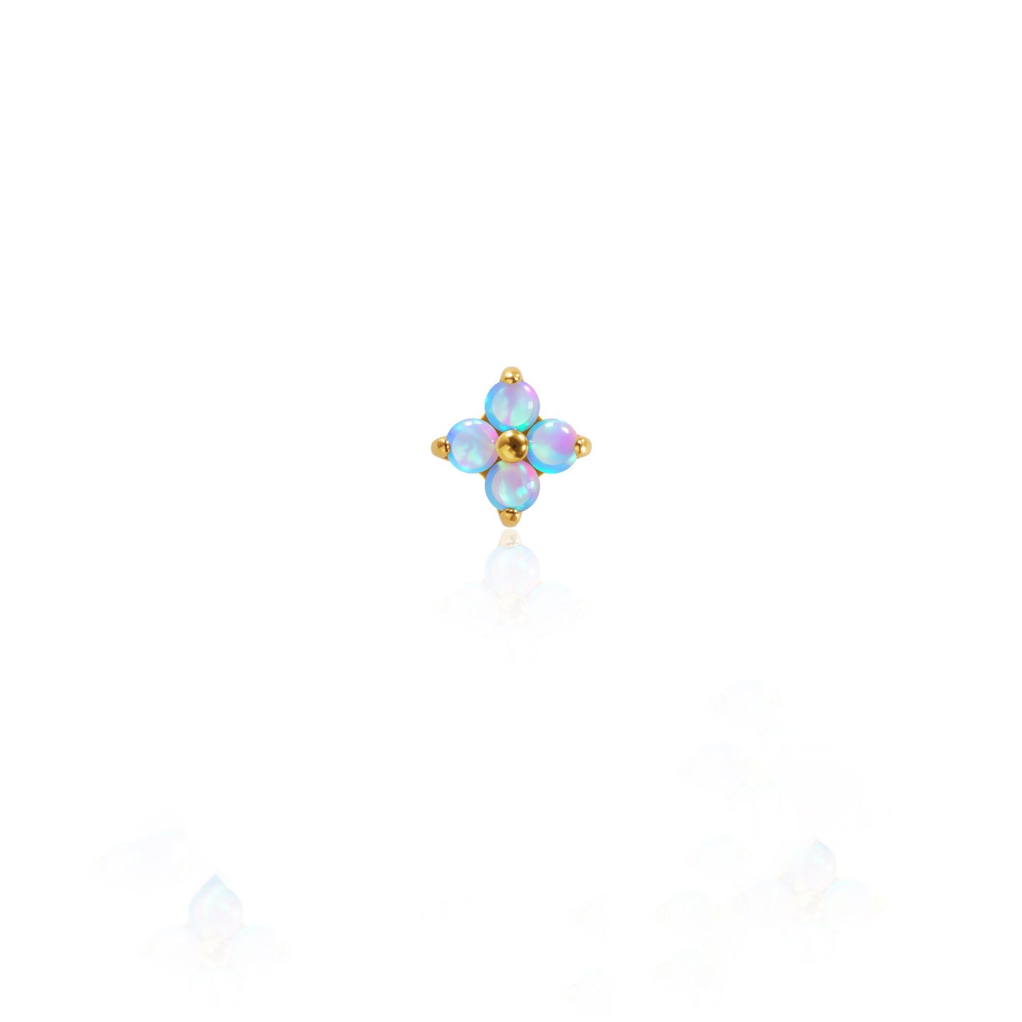 Boucles d'oreilles en titane et opale en forme de fleur de cerisier 