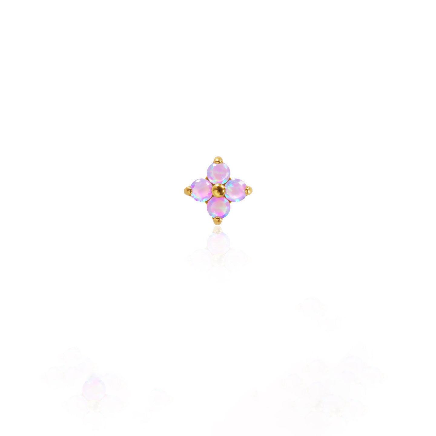 Boucles d'oreilles en titane et opale en forme de fleur de cerisier 