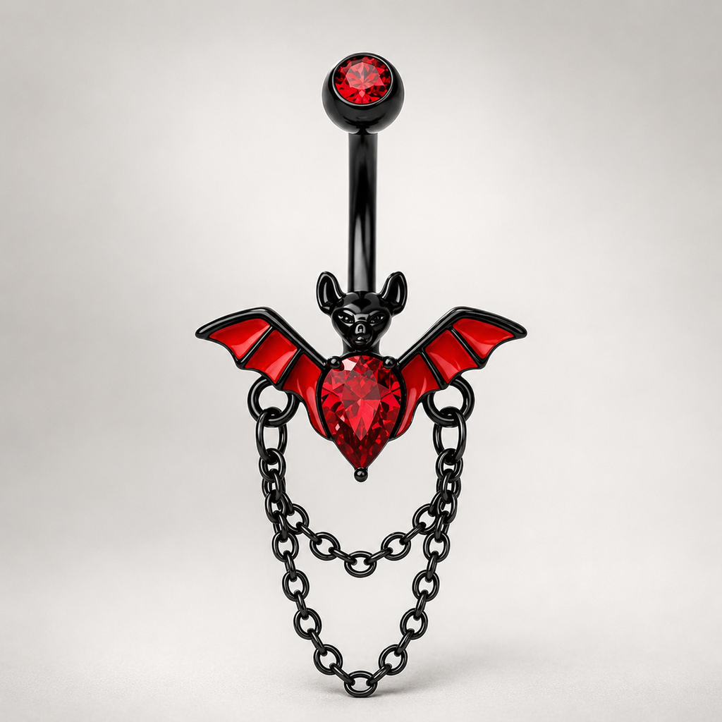 Bat CZ Dangle Belly Ring