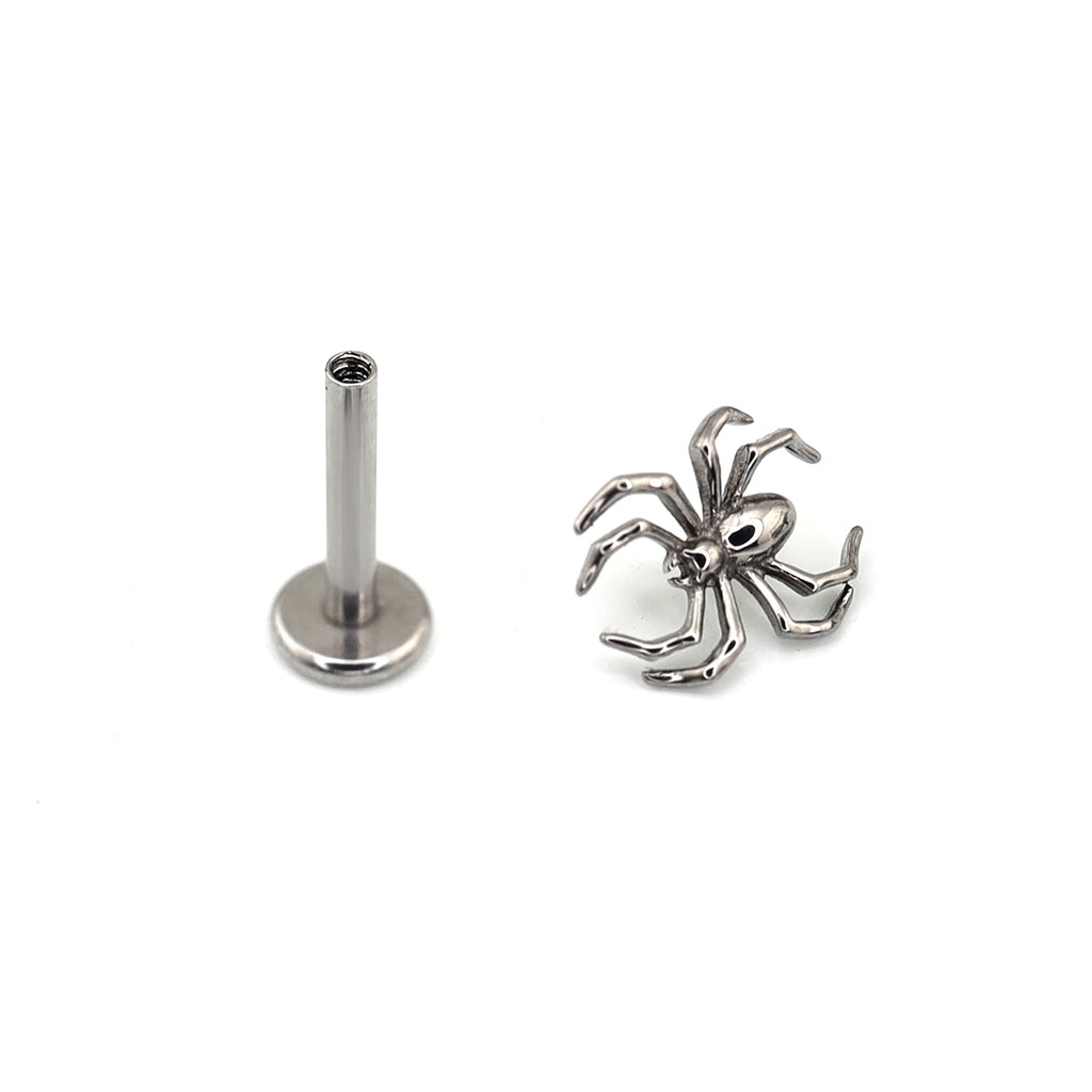 White&Blue Spider Titanium Internally Threaded Studs - White&Blue Spider Titanium Internally Threaded Studs - Sliver / 6mm by CRUXJEWELRY