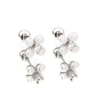 Pearl & Four Leaf Clover white-gold-plated copper Ear Studs - Pearl & Four Leaf Clover white-gold-plated copper Ear Studs - Single by CRUXJEWELRY