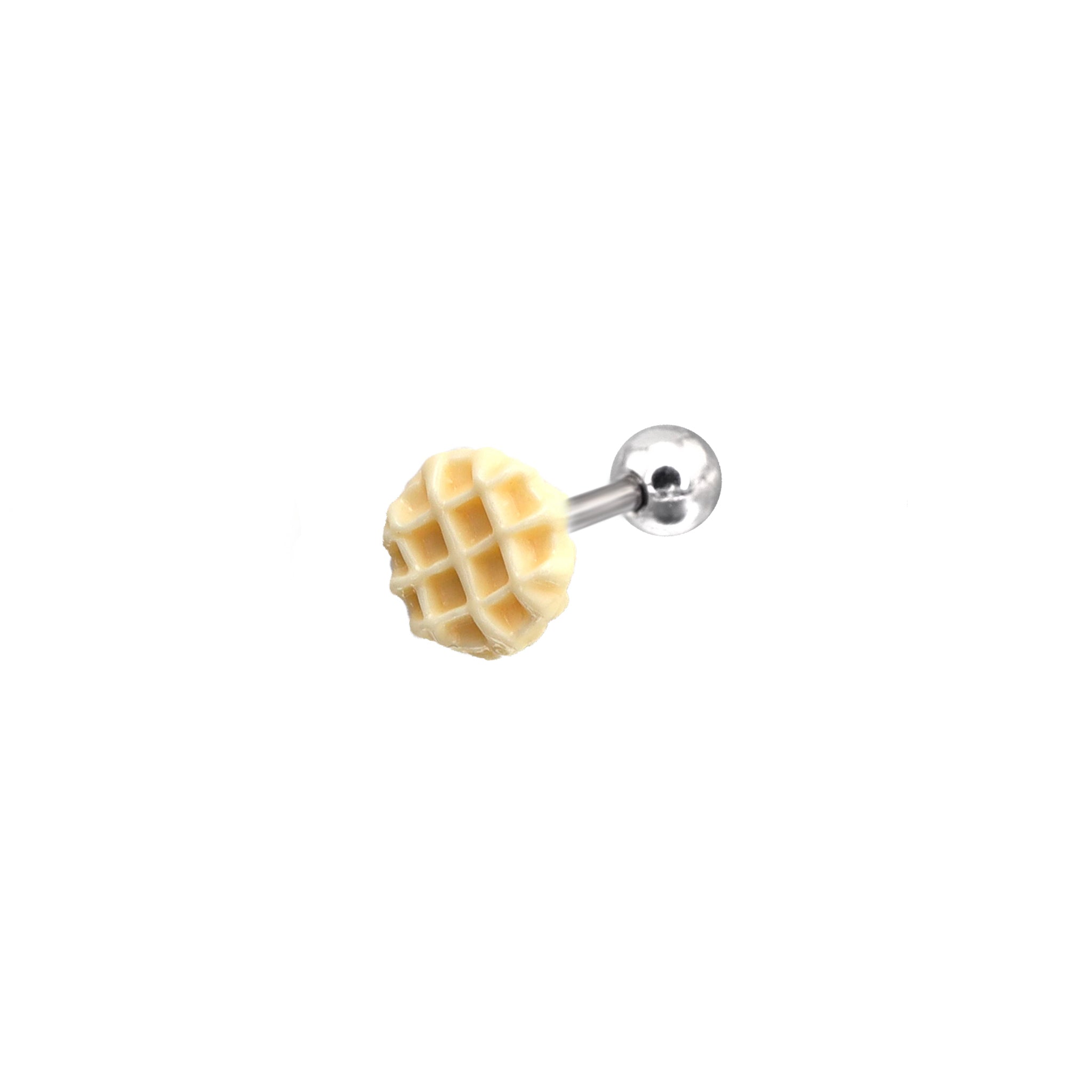 Star Baker - Cute Waffle Stainless Steel Ear Studs - Star Baker - Cute Waffle Stainless Steel Ear Studs - Single / 0.8mm/20G by CRUXJEWELRY