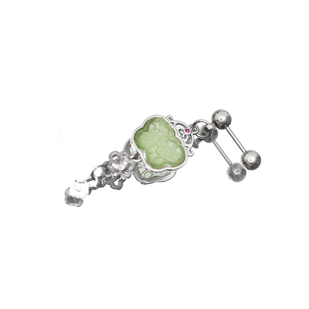 Eastern Aesthetics - Butterfly Jade Externally Threaded Stainless Steel Studs - Eastern Aesthetics - Butterfly Jade Externally Threaded Stainless Steel Studs - 0.8mm/20G by CRUXJEWELRY